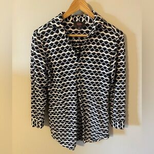 ForCynthia Beachwear Womens Collared Swim Cover Up Dress Blue White Small